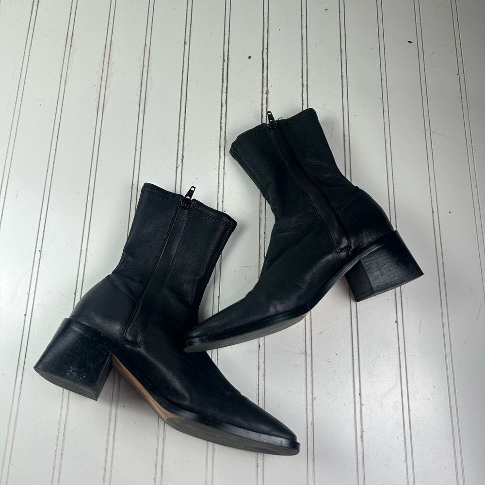 & Other Stories Black Leather Chunky Heel Ankle Boots Women’s Size 6 $245 - Picture 10 of 12